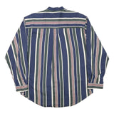 MERONA Mens Blue Green White Stripe Cotton Blend Shirt L Casual Button Collar