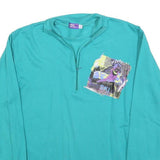 FREE SPORT Mens Blue Crew Neck S Ski Graphic Print Half Zip Sweatshirt