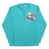 FREE SPORT Mens Blue Crew Neck S Ski Graphic Print Half Zip Sweatshirt