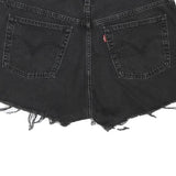 LEVI'S Womens Black Denim Cut-Off Shorts L W34 Frayed Hem Casual