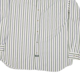 DOCKERS Mens White & Green & Blue Striped Cotton Blend Shirt M Casual Long