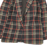 JRT Mens Grey & Orange Wool Check Jacket M Button Classic Fit Warm Stylish