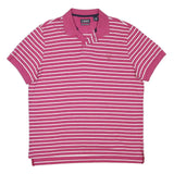 CHAPS Mens Pink & White Striped Short Sleeve Polo Shirt XL Cotton Blend Casual
