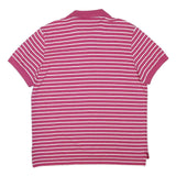 CHAPS Mens Pink & White Striped Short Sleeve Polo Shirt XL Cotton Blend Casual
