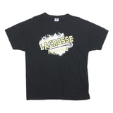 RUSSELL ATHLETIC Mens Black Lacrosse Graphic T-Shirt M Short Sleeve Crew Neck