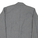 Womens Grey Synthetic Button Jacket L Woven Stripe Classic Tailored