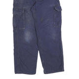 CARHARTT Mens Cotton Blend Navy Relaxed Cargo Trousers W36 L30 Workwear Zip