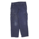 CARHARTT Mens Cotton Blend Navy Relaxed Cargo Trousers W36 L30 Workwear Zip