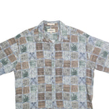 CAMPIA MODA Mens Blue Green & Brown Patterned Cotton Shirt XL Casual Holiday
