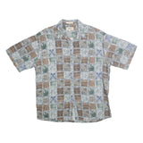 CAMPIA MODA Mens Blue Green & Brown Patterned Cotton Shirt XL Casual Holiday
