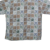 CAMPIA MODA Mens Blue Green & Brown Patterned Cotton Shirt XL Casual Holiday