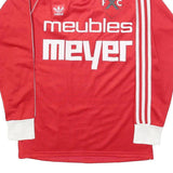 ADIDAS Mens Red White Classic Football Shirt Long Sleeve Collared Polyester M