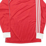 ADIDAS Mens Red White Classic Football Shirt Long Sleeve Collared Polyester M