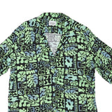 VINTAGE SUPPLY Mens Black Green Abstract Print Shirt L Relaxed Cotton Blend