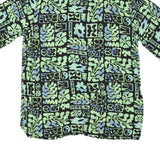 VINTAGE SUPPLY Mens Black Green Abstract Print Shirt L Relaxed Cotton Blend