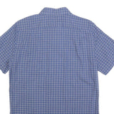 LACOSTE Mens Blue Check Shirt S Cotton Short Sleeve Casual Lightweight