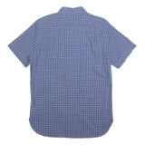 LACOSTE Mens Blue Check Shirt S Cotton Short Sleeve Casual Lightweight