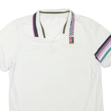 NIKE Mens White Striped Short Sleeve Polo Shirt L Sportswear