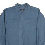 REDHEAD Mens Blue Plain Casual Shirt L Cotton Blend Long Sleeve Button Closure