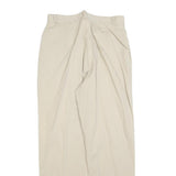 SAMANTHA Womens Cotton Blend Beige Regular Fit Trousers W28 L28 Zip Casual