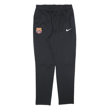 NIKE Mens Joggers Black FC Barcelona L W32 L30 Sports Logo Slim Tapered Fit