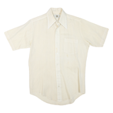 Mens White Polyester Blend Short Sleeve Shirt S Classic Collar Chest Pocket