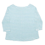 WHITE STUFF Womens Blue & White Striped Basic Top 3/4 Sleeve Round Neck UK 10