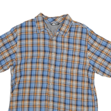 THE NORTH FACE Mens Blue & Brown Plaid Short Sleeve Shirt L Cotton Blend Casual