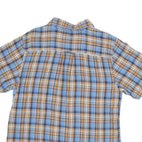 THE NORTH FACE Mens Blue & Brown Plaid Short Sleeve Shirt L Cotton Blend Casual