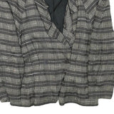BLACKY DRESS Womens Black Grey Check Jacket M Linen Blend Button Closure Classic