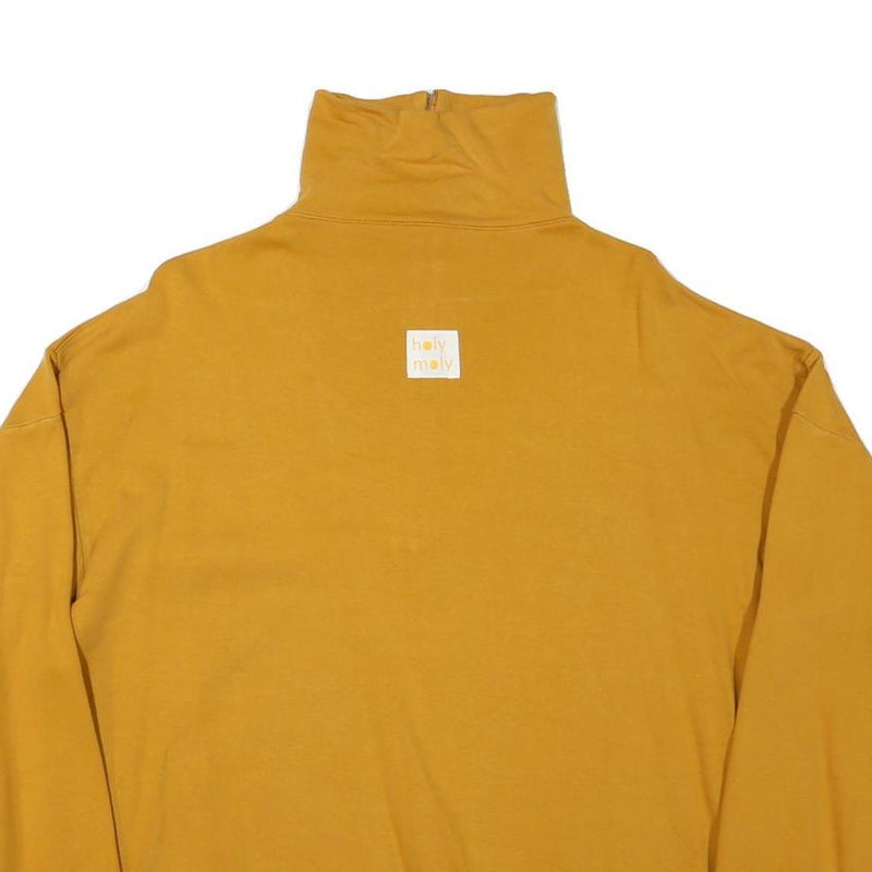 HOLY MOLY Mens Yellow 1/4 Zip Sweatshirt L Cotton Blend Pullover Casual Wear