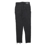 LEVI'S 721 Womens Jeans Black Slim Skinny Denim W26 L26 Raw Hem Zip