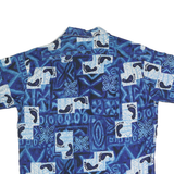 BAREFOOT IN PARADISE Mens Blue Casual Cotton Shirt L Footprint Print Relaxed