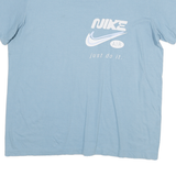 NIKE Mens Blue Graphic T-Shirt L Short Sleeve Crew Neck Casual Cotton Blend