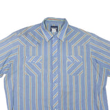 WRANGLER Mens Blue & Cream Striped Cotton Blend Shirt 2XL Casual Western