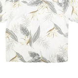 QUIKSILVER Mens White & Beige Leaf Print Shirt L Casual Button-Up Summer