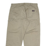 Mens Beige Cotton Blend Regular Fit Straight Leg Trousers W36 L29 Casual Zip