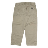 Mens Beige Cotton Blend Regular Fit Straight Leg Trousers W36 L29 Casual Zip