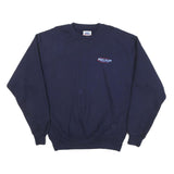 RUSSELL ATHLETIC Mens Navy Blue Sweatshirt L Crew Neck Cotton Blend Pullover