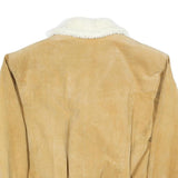 Mens Beige Suede Shearling Coat M Suede Sherpa Lined Button Closure Warm Winter