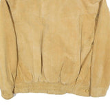 Mens Beige Suede Shearling Coat M Suede Sherpa Lined Button Closure Warm Winter