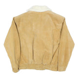 Mens Beige Suede Shearling Coat M Suede Sherpa Lined Button Closure Warm Winter