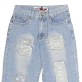 JEANS TONG LIN NIAO Mens Denim Blue Patchwork Casual Shorts M W30