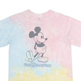DISNEY Mens Pastel Blue & Pink Tie Dye Mickey Mouse T-Shirt M Short Sleeve Crew