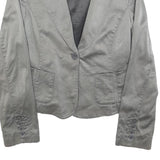 ARMANI JEANS Womens Grey Cotton Blend Blazer Jacket S Buttoned Pockets Tailored