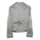 ARMANI JEANS Womens Grey Cotton Blend Blazer Jacket S Buttoned Pockets Tailored