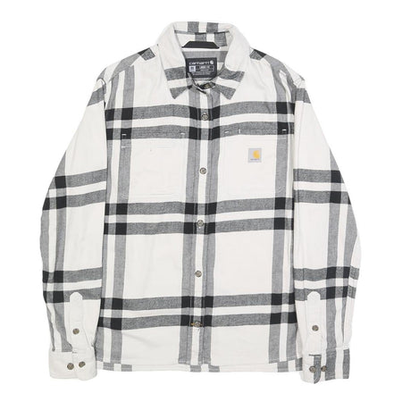 CARHARTT Womens White & Black Plaid Shirt XS Long Sleeve Cotton Casual