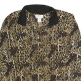 JORDAN Womens Brown Printed Long Sleeve Collared Top XL Vintage Style