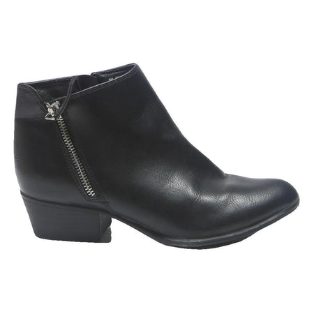 ESPRIT Womens Ankle Boots Black Leather UK 6 Stylish Zip Detail Comfortable Fit