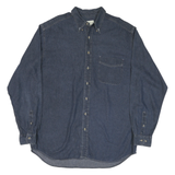EDDIE BAUER Mens Blue Denim Shirt L Cotton Casual Button Shirt